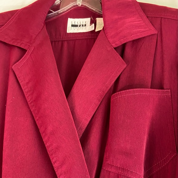 Leslie Faye vintaged cranberry red belted midi dress SZ 10 - Picture 3 of 10